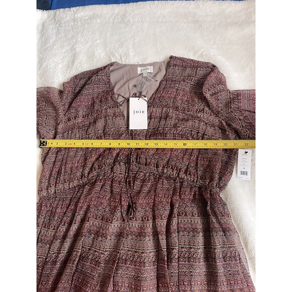 Joie Midi Dress $448 Alquina Silk in Anise Flower Multi Blouson Sleeves 0X NWT - Picture 2 of 11